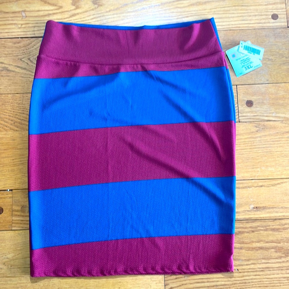 LuLaRoe NWT Womens 3X Plus Cassie Pencil Skirt Large Stripes